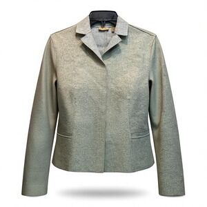 Caslon Sage Green Wool Blend Snap Front Jacket Women's 6 Minimalist Workwear